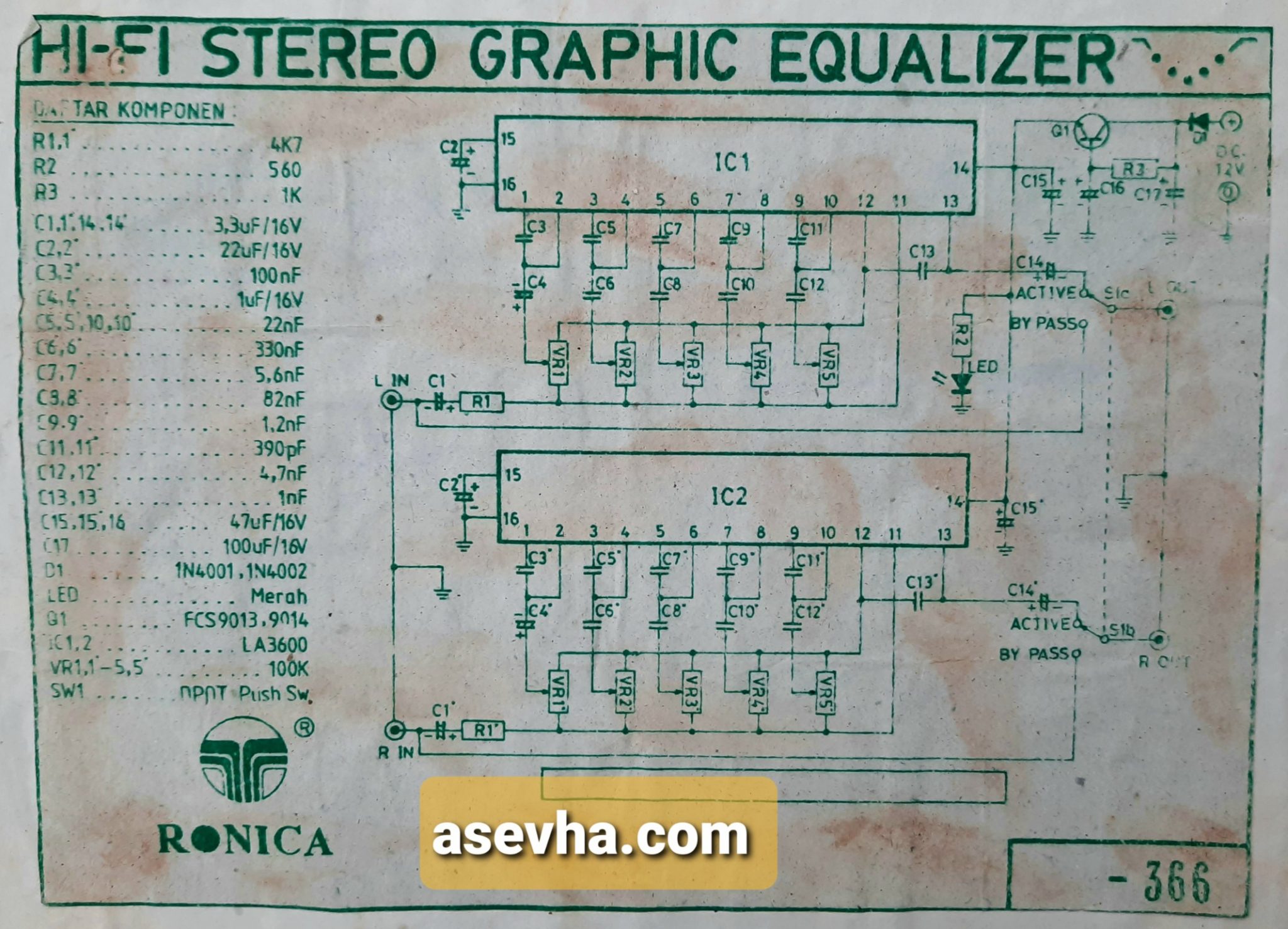 Skema Hi-Fi Stereo Graphic Equalizer by Ronica SC-366 - Tutorial