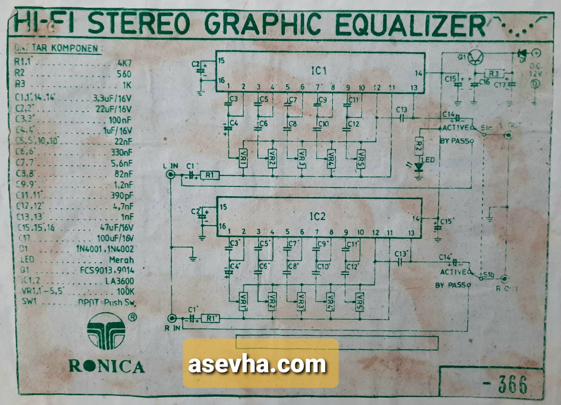 Hi-Fi Stereo Graphic Equalizer by Ronica SC-366