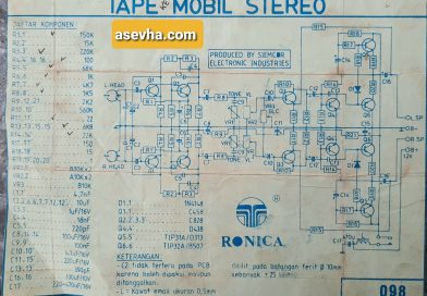 Skema Tape Mobil Stereo dengan Transistor by Ronica SC-098