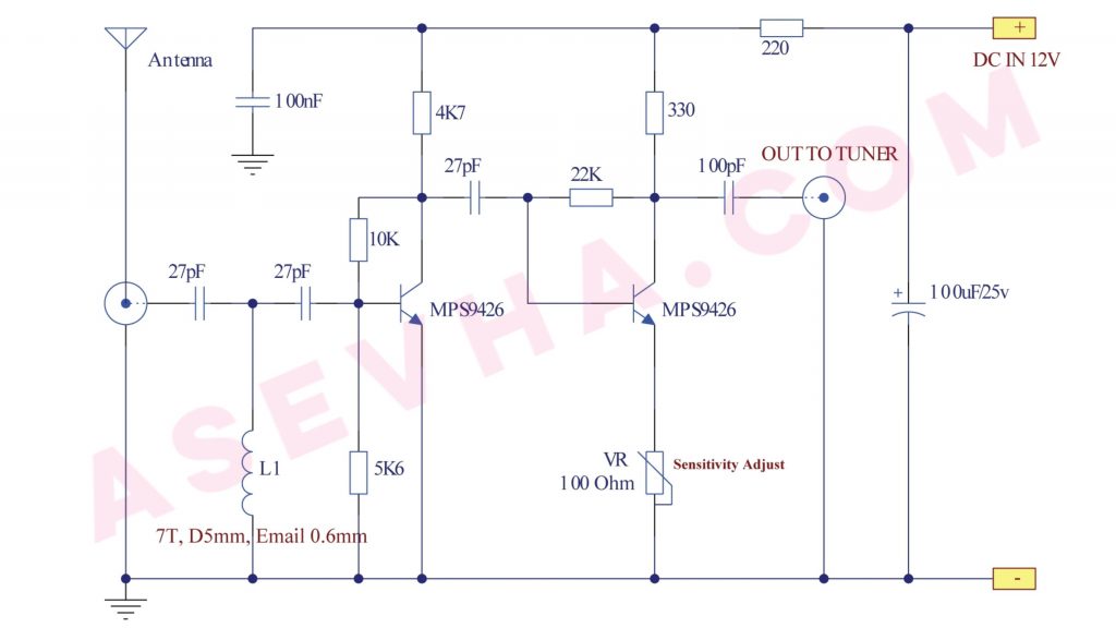 FM BOOSTER, Penguat Sinyal Antena Radio FM 2 Transistor