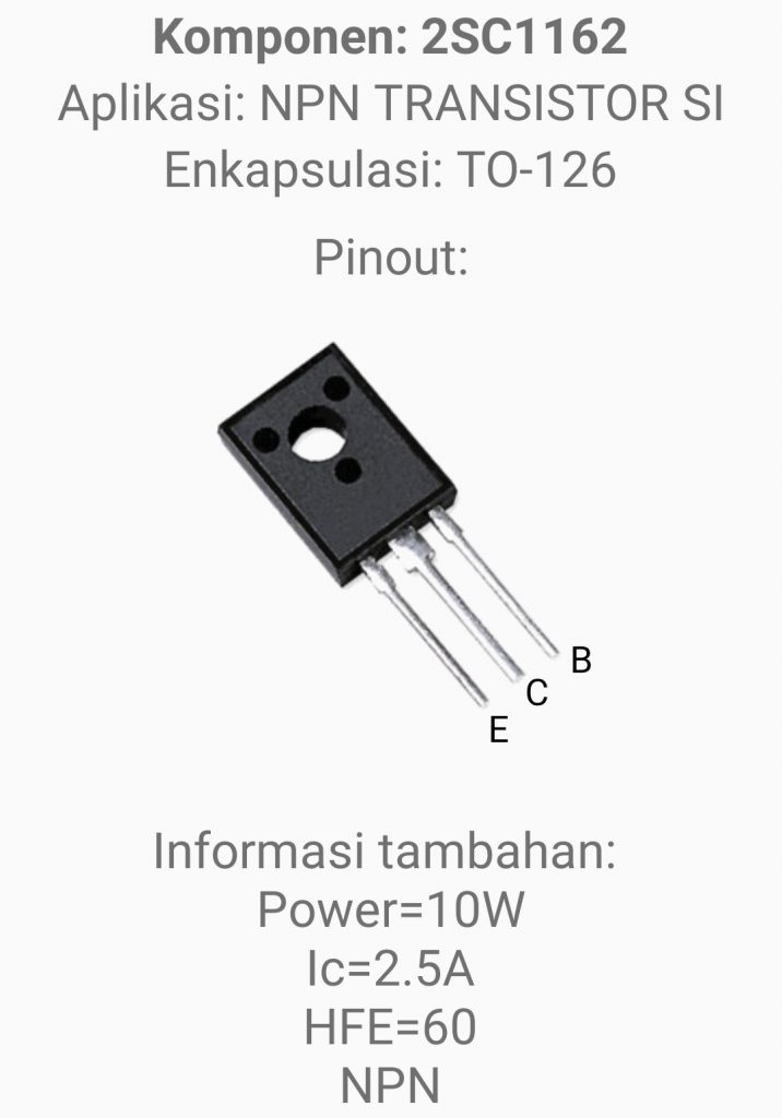 Pinout Transistor 2SC1162