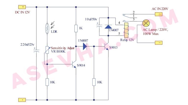 Light Control Switch, Sakelar Lampu Peka Cahaya 2 Transistor