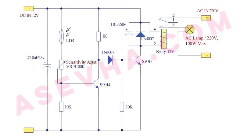 Light Control Switch, Sakelar Lampu Peka Cahaya 2 Transistor