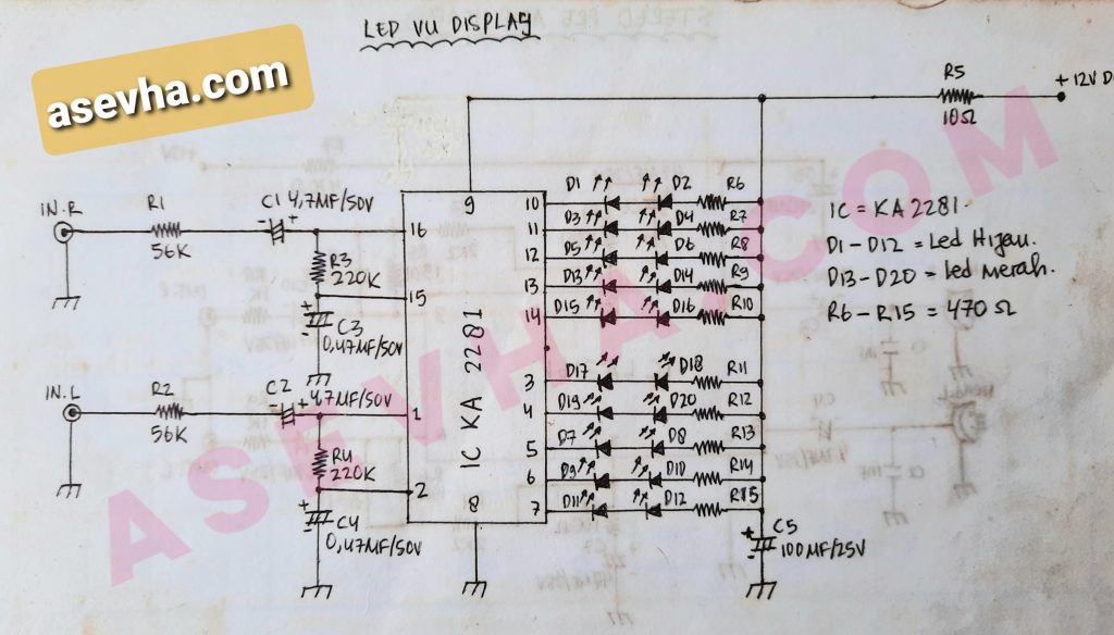 Skema Stereo LED VU Display IC KA2281